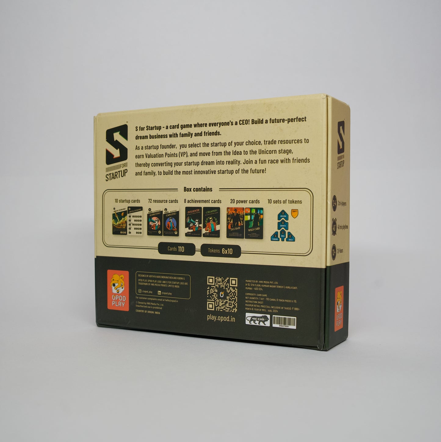 S for Startup | Card game for all ages | From idea to unicorn: deal cards, crush rivals, build empires | Learn about startups | 2 - 4 Players | Multicolor | HSN:950440